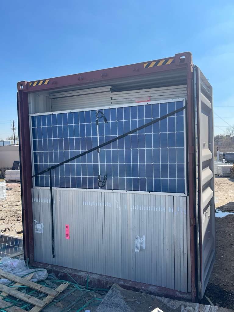 Solar panels in container